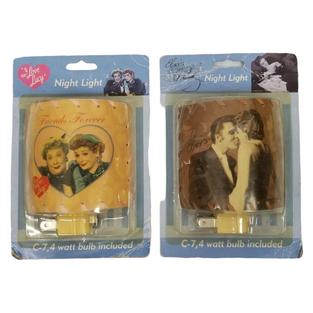 Elvis Presley I Love Lucy Night Lights C7 Bulb Sealed Old Stock